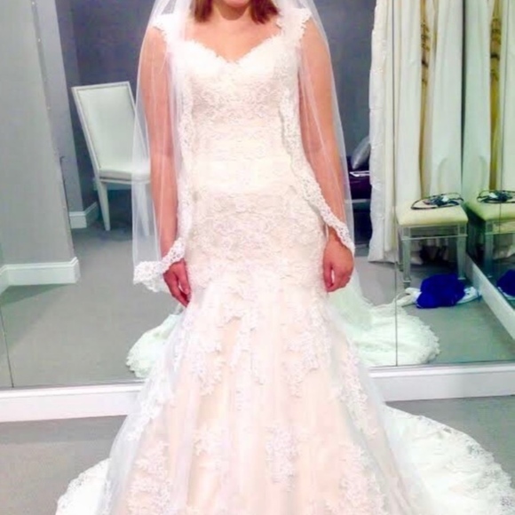 Ivory Lace Fit and Flare Wedding Dress - Picture 1 of 6